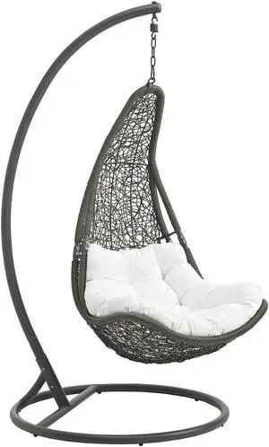 Abate Outdoor Patio Swing Chair With Stand - Gray White Abate Outdoor Patio Swing Chair With Stand - Gray White