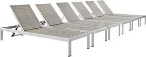 Shore Chaise Outdoor Patio Aluminum Set of 6 - Silver Gray
