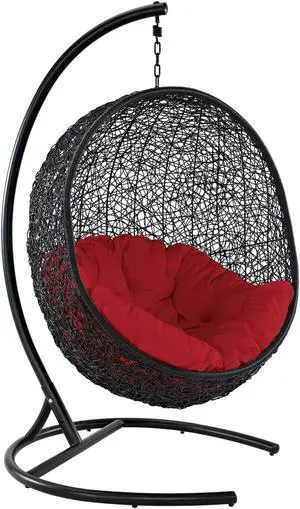 Encase Swing Outdoor Patio Lounge Chair - Red