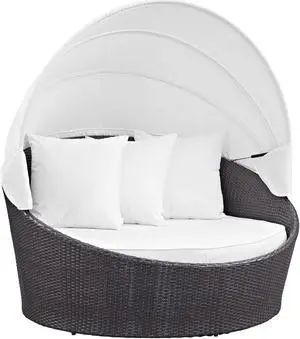 Convene Canopy Outdoor Patio Daybed - Espresso White