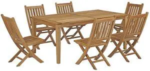 Marina 7 Piece Outdoor Patio Teak Outdoor Dining Set - Natural Marina 7 Piece Outdoor Patio Teak Outdoor Dining Set - Natural