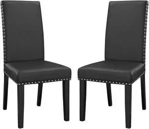 Parcel Dining Side Chair Vinyl Set of 2 - Black