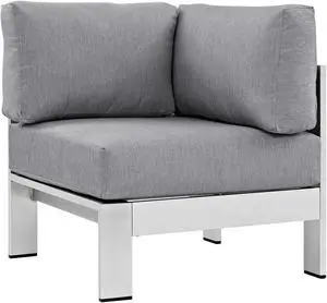 Shore Outdoor Patio Aluminum Corner Sofa - Silver Gray