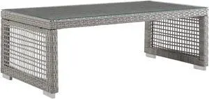 Aura Rattan Outdoor Patio Coffee Table - Gray