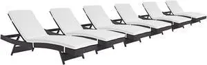 Convene Chaise Outdoor Patio Set of 6 - Espresso White