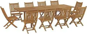 Marina 11 Piece Outdoor Patio Teak Outdoor Dining Set - Natural Marina 11 Piece Outdoor Patio Teak Outdoor Dining Set - Natural