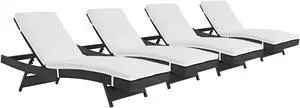 Convene Chaise Outdoor Patio Set of 4 - Espresso White