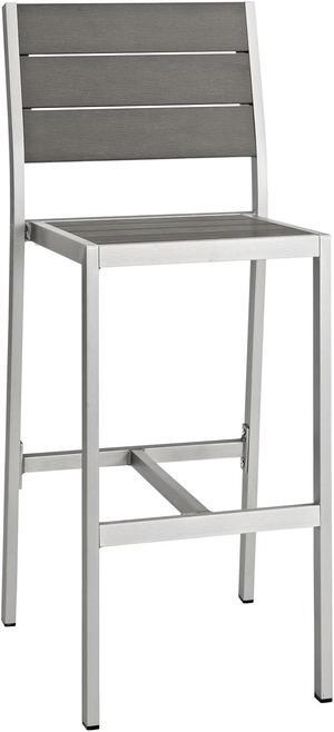 Shore Outdoor Patio Aluminum Armless Bar Stool - Silver Gray