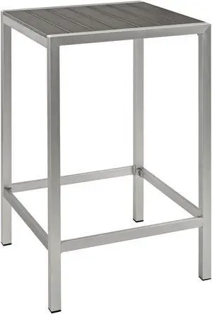 Shore Outdoor Patio Aluminum Bar Table - Silver Gray