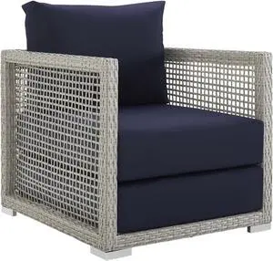 Aura Rattan Outdoor Patio Armchair - Gray Navy