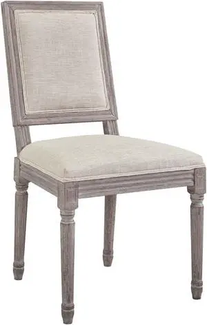 Court Vintage French Upholstered Fabric Dining Side Chair - Beige
