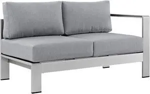 Shore Right-Arm Corner Sectional Outdoor Patio Aluminum Loveseat - Silver Gray
