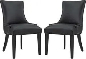 Marquis Dining Chair Faux Leather Set of 2 - Black