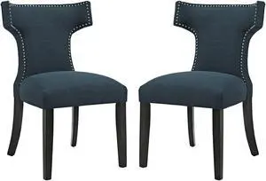 Curve Dining Side Chair Fabric Set of 2 - Azure