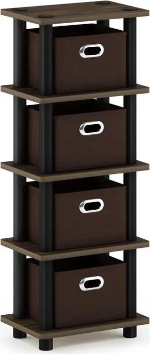 Furinno 15111 JAYA Simplistic Computer Study Desk with Bin Drawers, French Oak Grey/Black