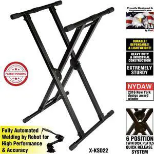 ProX X-KSD22 Dual-Locking Keyboard DJ Controller Case Stand w/ Squeeze to Adjust Handle - 200 lb Cap