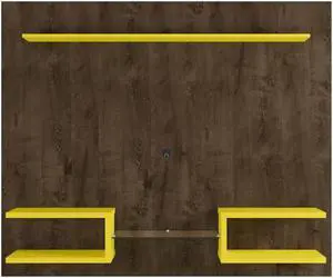 Plaza 64.25 Floating Entertainment Center in Rustic Brown and Yellow