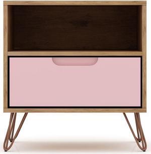 Rockefeller 1.0  Nightstand in Nature and Rose Pink