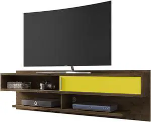 Astor 70.86 Floating Entertainment Center in Rustic Brown and Yellow