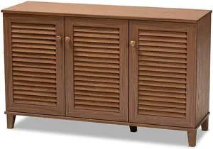 Baxton Studio Coolidge Modern and Contemporary Walnut Finished 8-Shelf Wood Shoe Storage Cabinet
