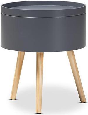 Baxton Studio Jessen Mid-Century Modern Gray Wood End Table with Removable Top