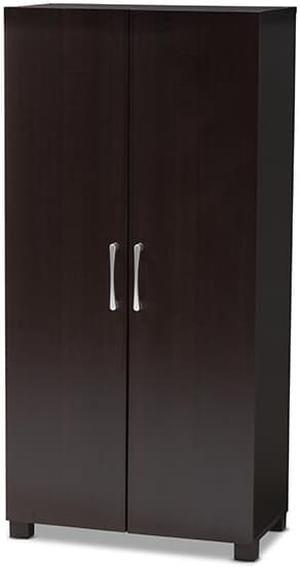 Baxton Studio Marine Modern and Contemporary Wenge Dark Brown Finished 2-Door Wood Entryway Shoe Storage Cabinet