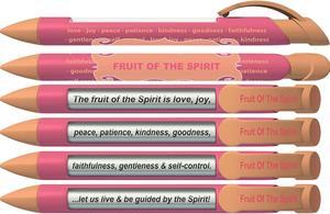 Greeting Pen Fruit of the Spirit Scripture Pens, Scripture Verses with Rotating Messages, 6 Pen Set (36049)