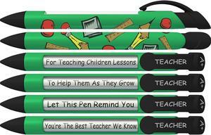 Greeting Pen Rotating Message Teacher Pen - #1 Teacher (Green) 6 Pack (36401)