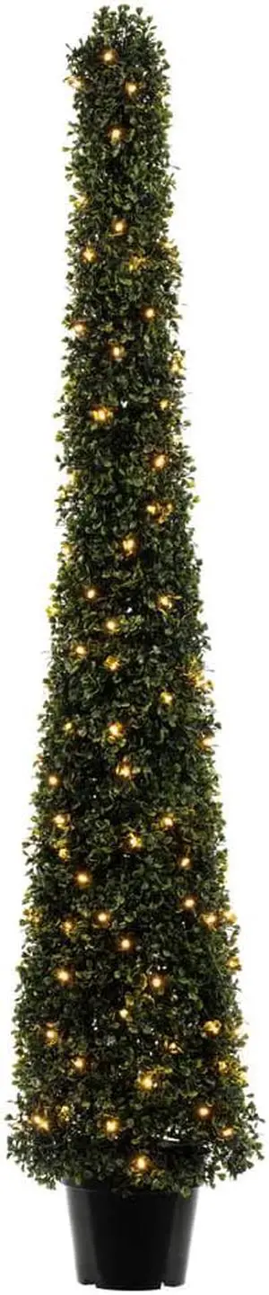 Vickerman 5' Potted Boxwood Cone 150 WmWht LED UV - TP192061LED