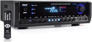Digital Home Theater Bluetooth Stereo Receiver, Aux (3.5mm) Input, MP3/USB/SD/AM/FM Radio, (2) Mic Inputs, 300 Watt