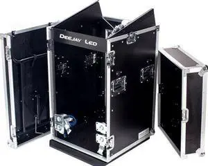 Fly Drive Case 11u Space Slant Mixer Rack / 16u Space Vertical Rack System W/Caster Board & Side Table