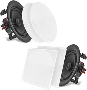 8.0-in In-Wall / In-Ceiling Dual Stereo Speakers, 250 Watt, 2-Way, Flush Mount, White