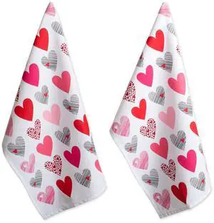 DII Hearts Collage Printed Dishtowel (Set of 2)