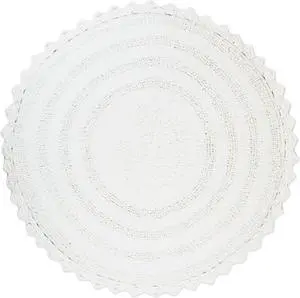 DII White Round Crochet Bath Mat