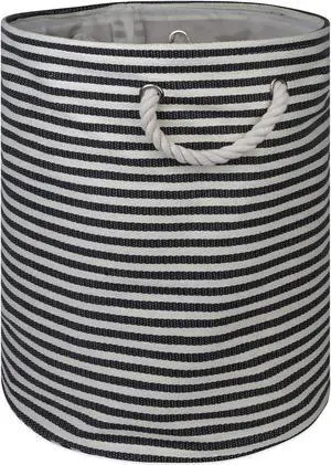 DII Paper Bin Pinstripe Black Round Large
