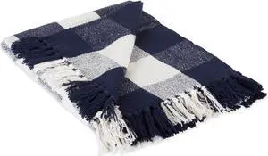 DII Navy & Off-White Buffalo Check Throw