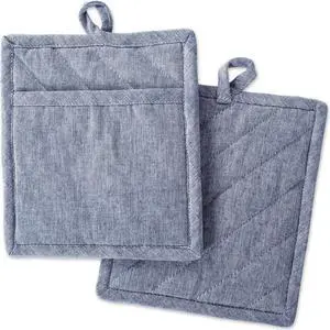 DII Blue Solid Chambray Potholder (Set of 2)