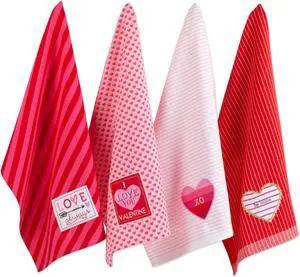 DII Assorted Valentines Embellished Dishtowel (Set of 4)