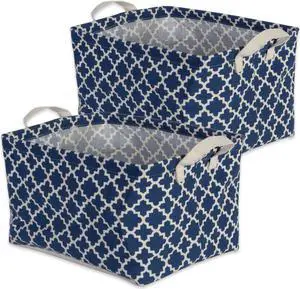 DII Pe Coated Cotton/Poly Laundry Bin Lattice Nautical Blue  Rectangle Extra Large  (Set of 2)