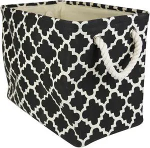 DII Polyester Bin Lattice Black Rectangle Large