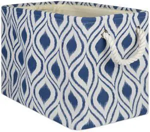 DII Polyester Bin Ikat French Blue Rectangle Large