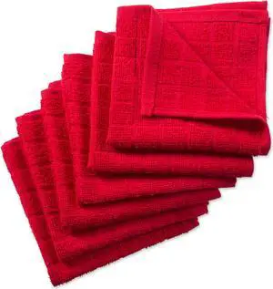 DII Solid Red Windowpane Terry Dishcloth (Set of 6)