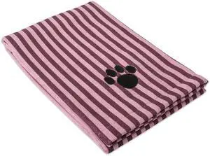 DII Cranberry Stripe Embroidered Paw Pet Towel