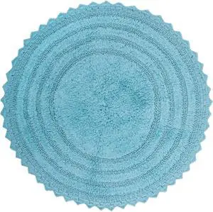 DII Cameo Blue  Round Crochet Bath Mat