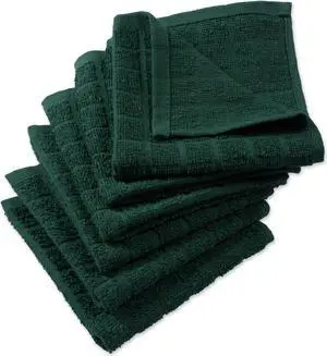 DII Solid Dark Green Windowpane Terry Dishcloth (Set of 6)