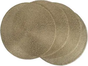 DII Metallic Gold Round Polypropylene Woven Placemat (Set of 4)
