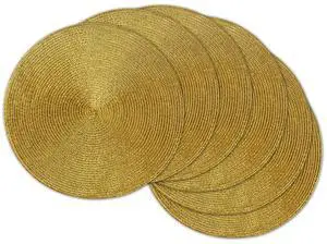 DII Metallic Gold Round Woven Polypropylene Placemat (Set of 6)