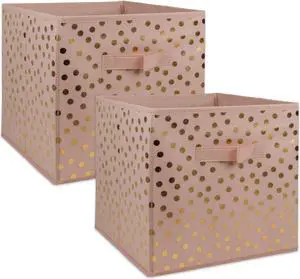 DII Nonwoven Polyester Cube Dots Millennial Pink/Gold Square  (Set of 2)