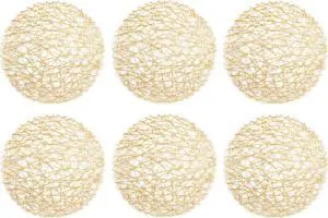 DII Gold Woven Paper Round Placemat (Set of 6)
