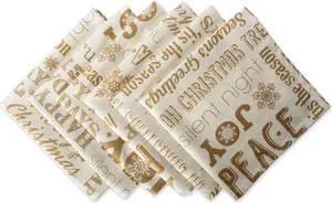 DII Gold Christmas Collage Napkin (Set of 6)